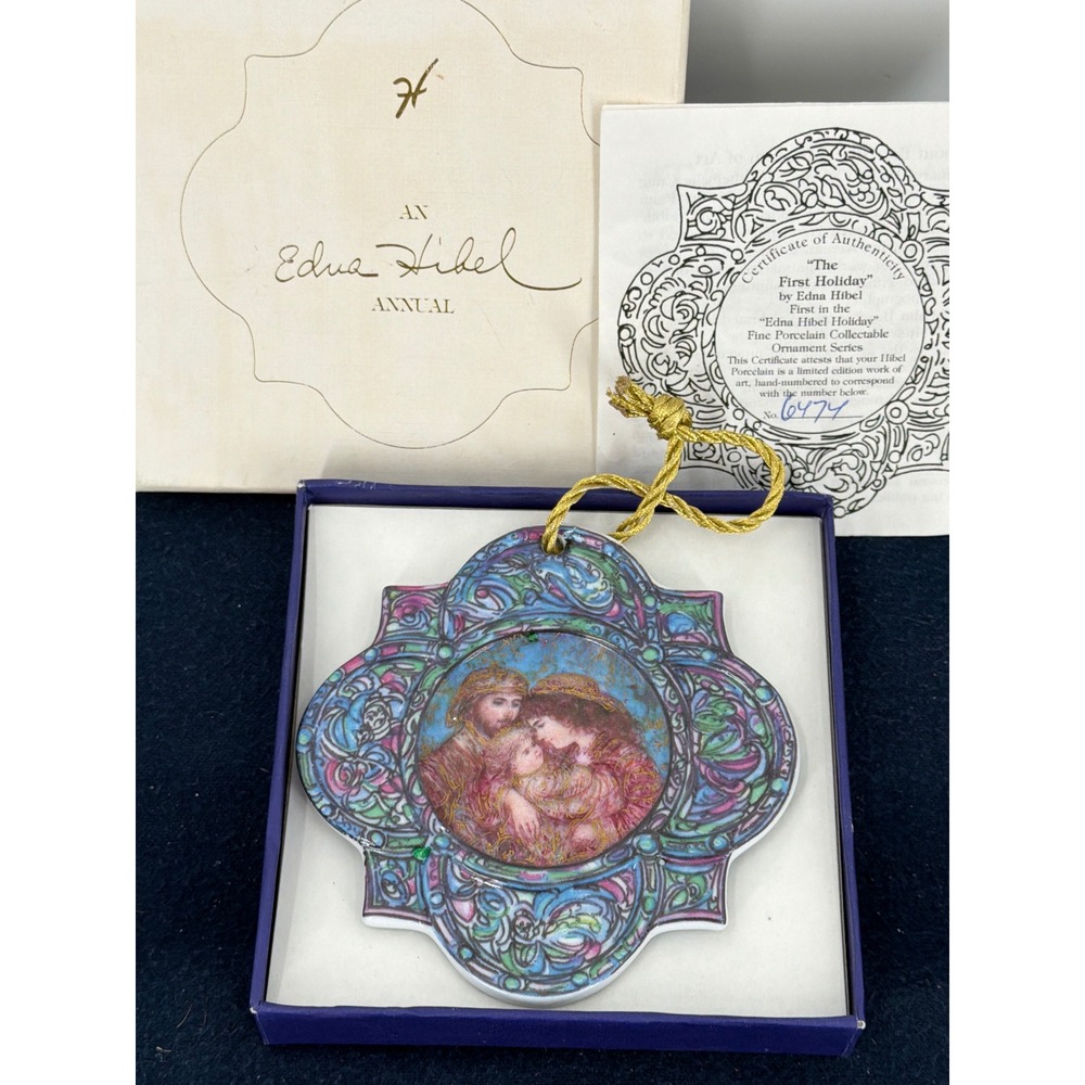 Edna Hibel The First Holiday 1991 Porcelain Ornament Limited Edition 6474/10000